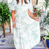 Women's Classic Toile Maxi Dress in Green
