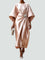 Women's Elegant Flowing Evening Midi Dress in Beige