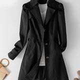 Women's Tailored Button-Front Trench Coat in Black