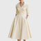 Women's Elegant Fluid Midi Dress in Beige