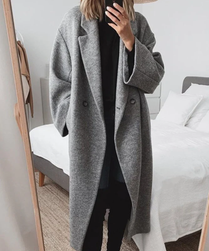 Women's Classic Tailored Coat in Gray