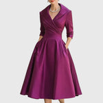 Women's Elegant Fluid Midi Dress in Purple