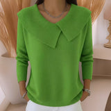 Women's Soft-Collar Knit Sweater in Light Green
