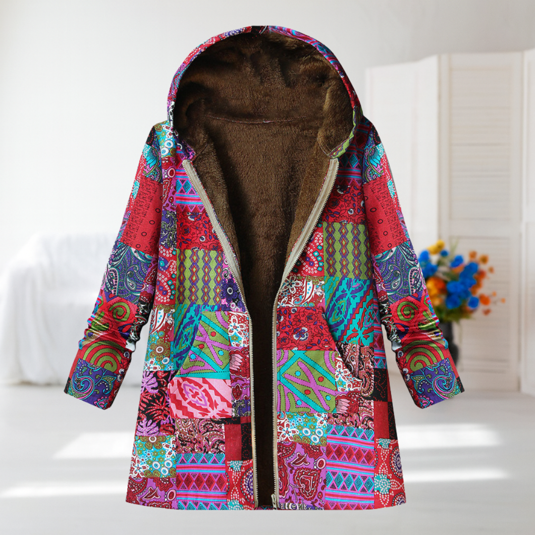 Women's Pink Patchwork Hooded Fleece Jacket, photo 2