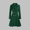 Elegant Double-Breasted Long-Sleeve Coat in Dark Green