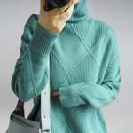 Adelheid Cable-Knit Turtleneck Sweater in Blue