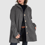 Women's Comfortable Velvet Hooded Jacket in Gray