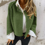 Women's Cashmere-Feel Cropped Jacket in Green