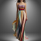 Women's Strapless Colorful Pleated Maxi Dress in Multicolor