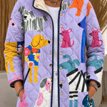 Women's Lilac Animal-Print Quilted Jacket