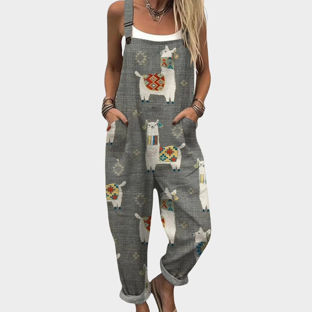 Evelyn Comfortable printed jumpsuit in Grey