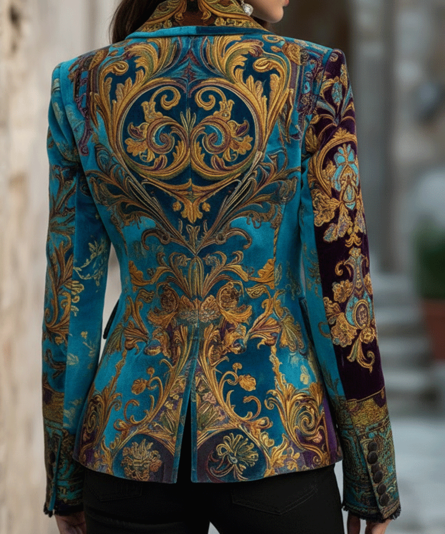 Luxury Bohemian Baroque Velvet Tailored Blazer