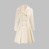Elegant Double-Breasted Long-Sleeve Coat in White