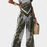 Women's Bandeau Top and Wide-Leg Pants in Green