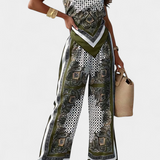 Women's Bandeau Top and Wide-Leg Pants in Green