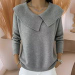 Women's Soft-Collar Knit Sweater in Gray