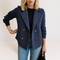 Women's Knit-Sleeve Tailored Coat in Blue