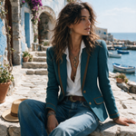 Éléonore | Fitted Chevron Blazer with Contrasting Edges