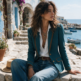 Éléonore | Fitted Chevron Blazer with Contrasting Edges
