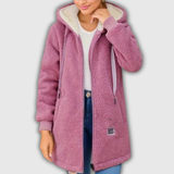 Women's Cozy Hooded Teddy Jacket in Pink