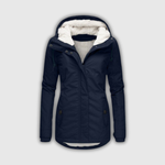 Women's Teddy-Lined Hooded Winter Parka in Dark Blue