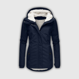 Women's Teddy-Lined Hooded Winter Parka in Dark Blue