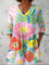 Helene Long Blouse with V-Neck in Multicolor