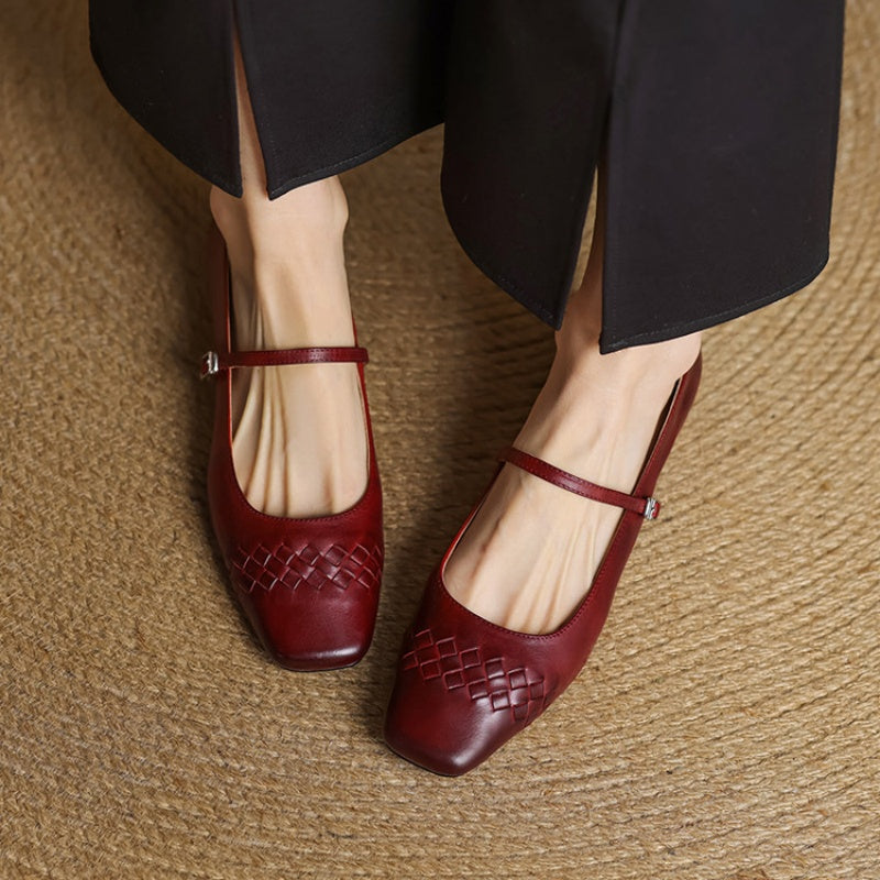 Women's Woven Square-Toe Mary Jane Flats, photo 10