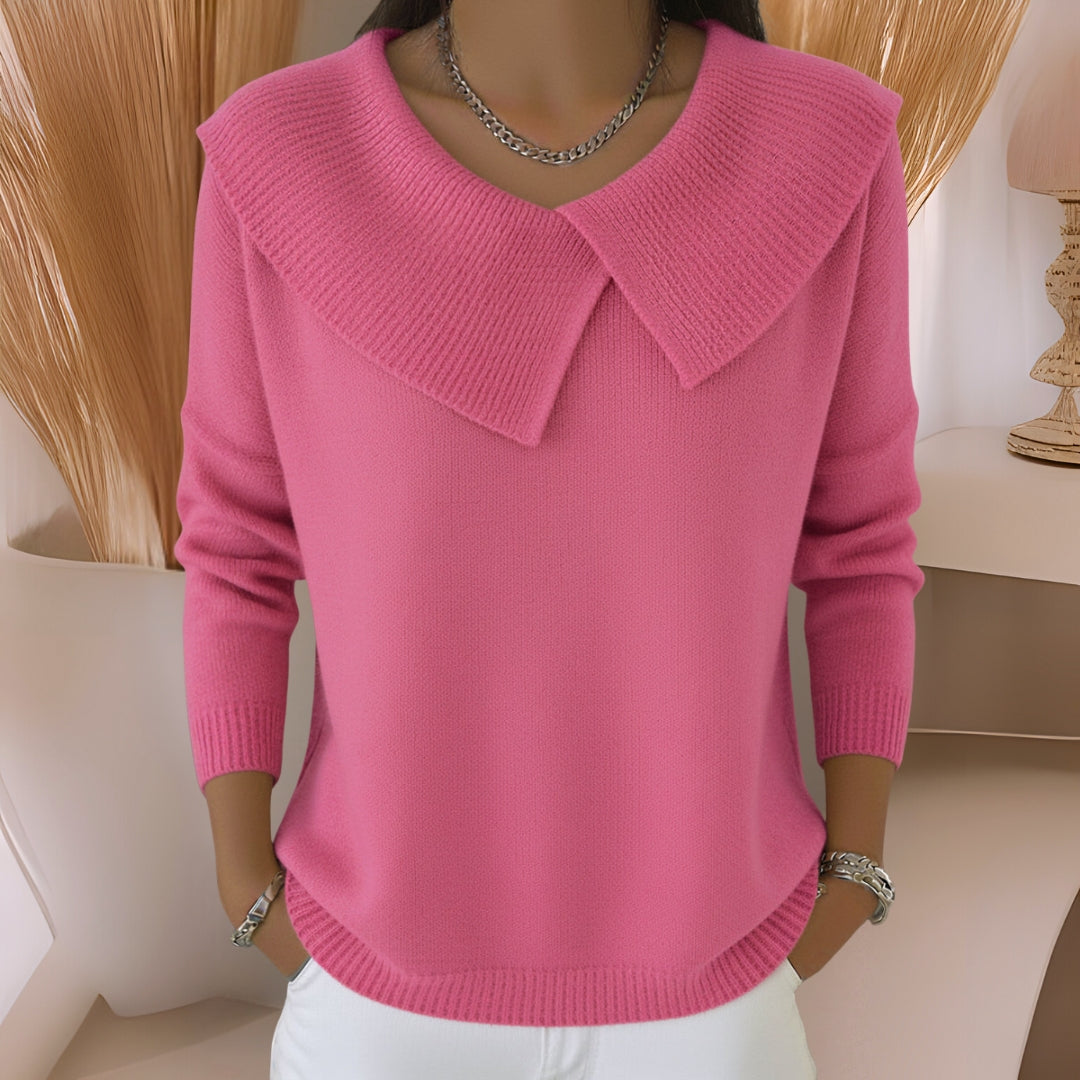 Women's Soft-Collar Knit Sweater in Pink
