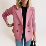 Women's Knit-Sleeve Tailored Coat in Pink