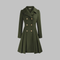 Elegant Double-Breasted Long-Sleeve Coat in Army Green