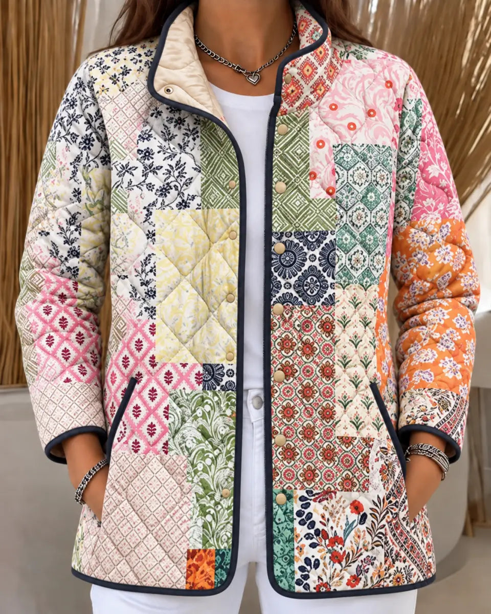 Women's Geometric Patchwork Quilted Jacket