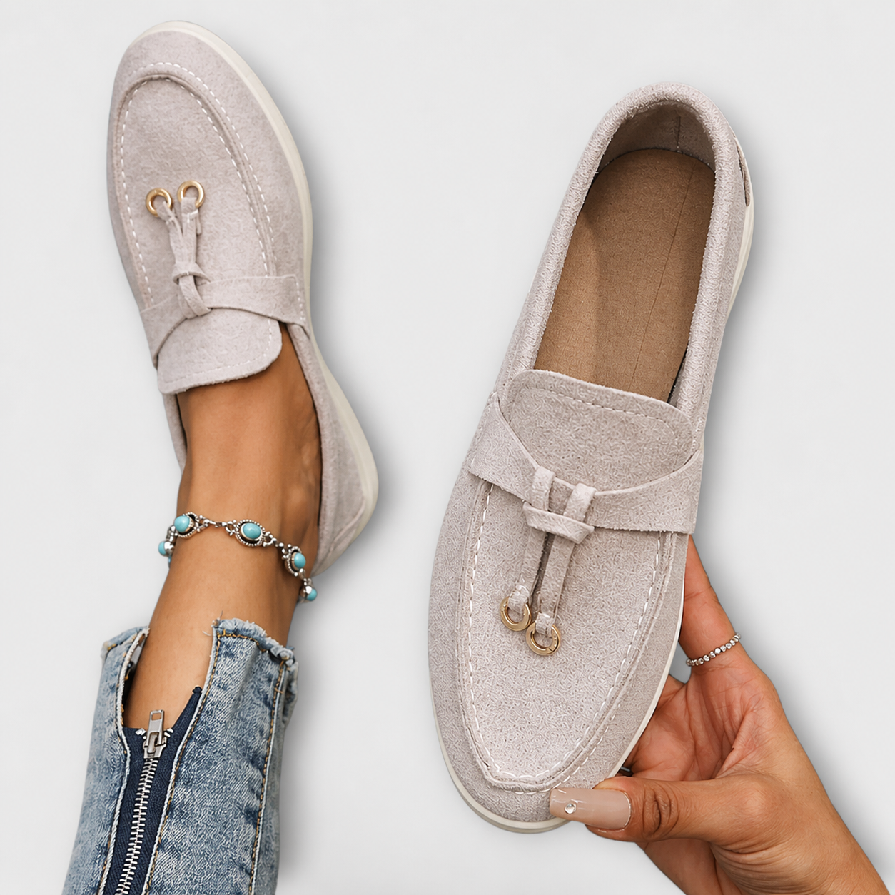 Gamila Elegant Loafers in Beige