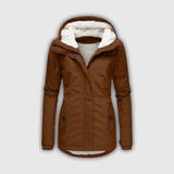 Women's Teddy-Lined Hooded Winter Parka in Brown