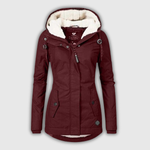 Women's Teddy-Lined Hooded Winter Parka in Burgundy