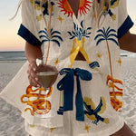 Women's Celestial Print Two-Piece Summer Set