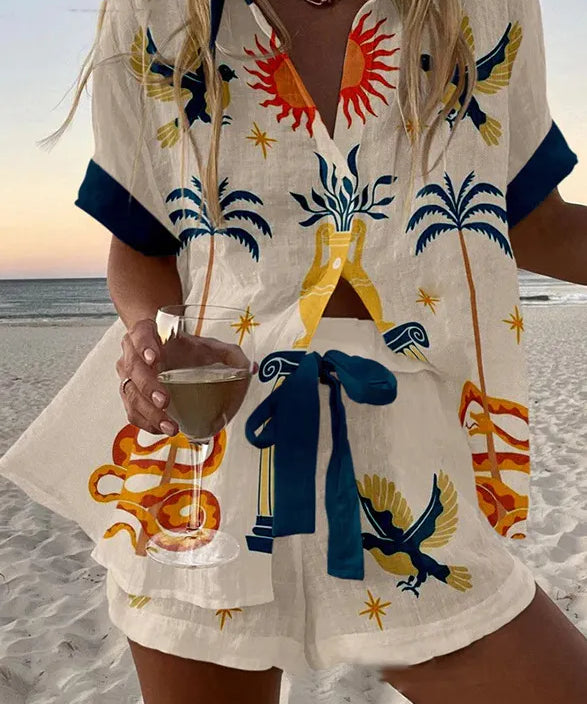 Women's Celestial Print Two-Piece Summer Set
