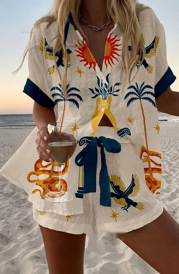 Women's Celestial Print Two-Piece Summer Set