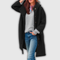 Women's Long Hooded Button-Front Coat in Black