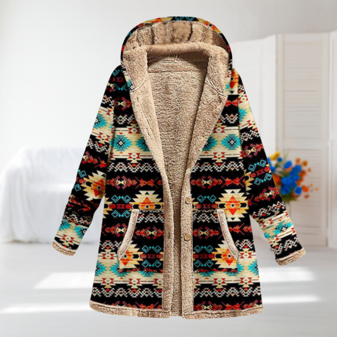 Women's Black Patchwork Hooded Fleece Jacket, photo 2