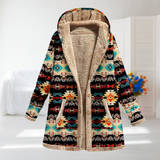 Women's Black Patchwork Hooded Fleece Jacket, photo 2