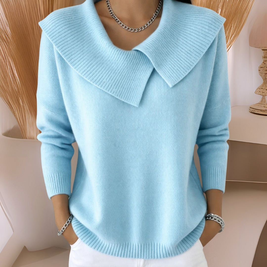 Women's Soft-Collar Knit Sweater in Light Blue