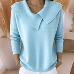 Women's Soft-Collar Knit Sweater in Light Blue