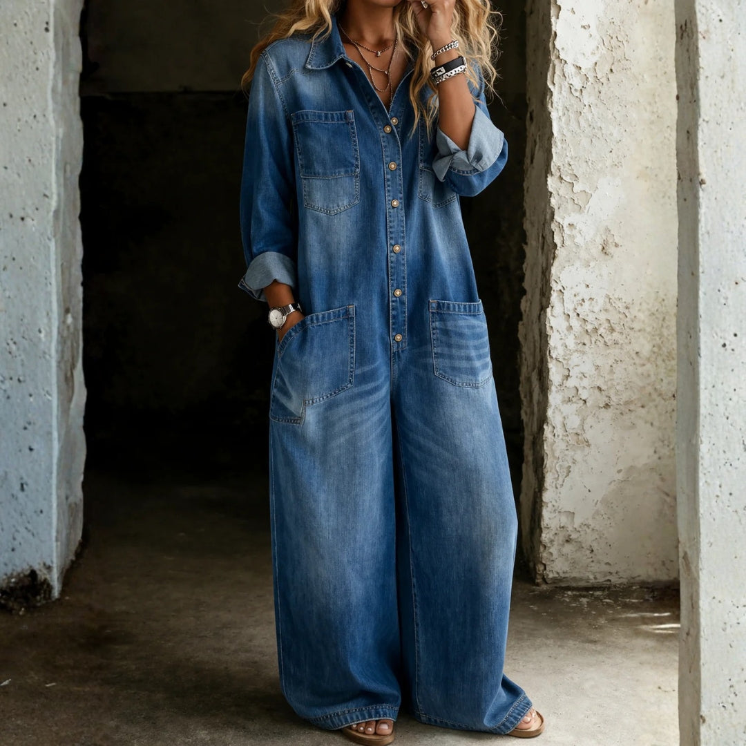 Jillian Relaxed Denim Jumpsuit