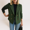 Women's Knit-Sleeve Tailored Coat in Green