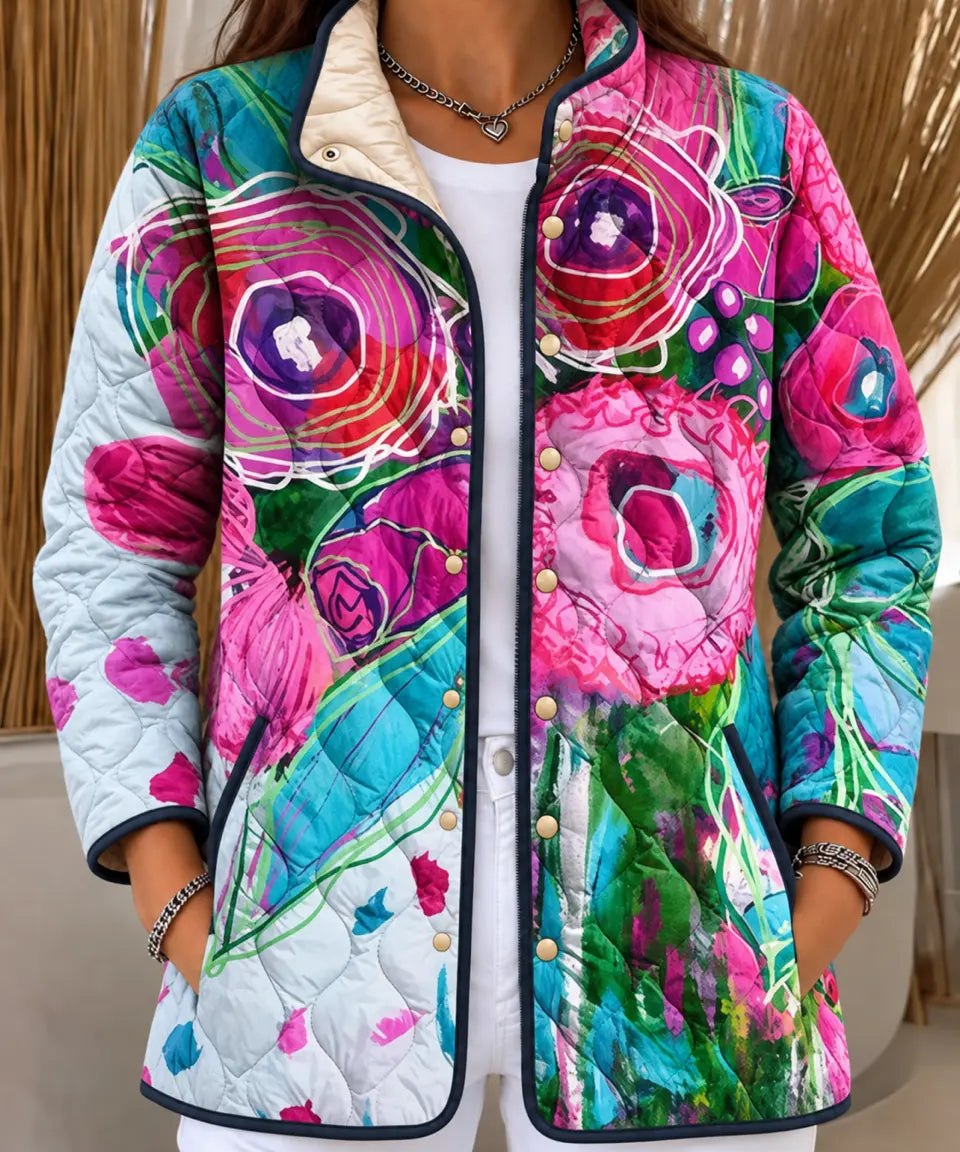 Women's Abstract Floral Quilted Jacket