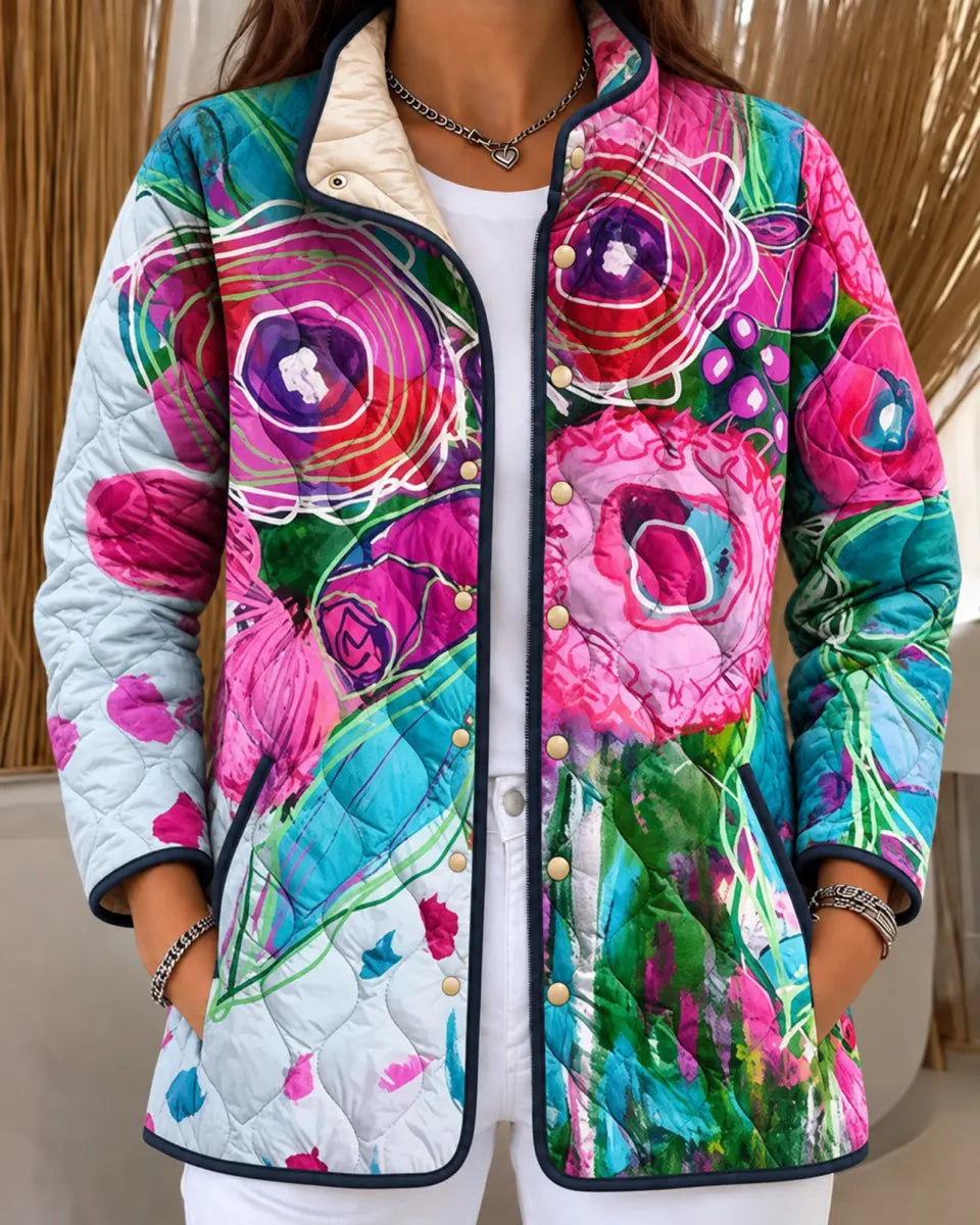 Women's Abstract Floral Quilted Jacket