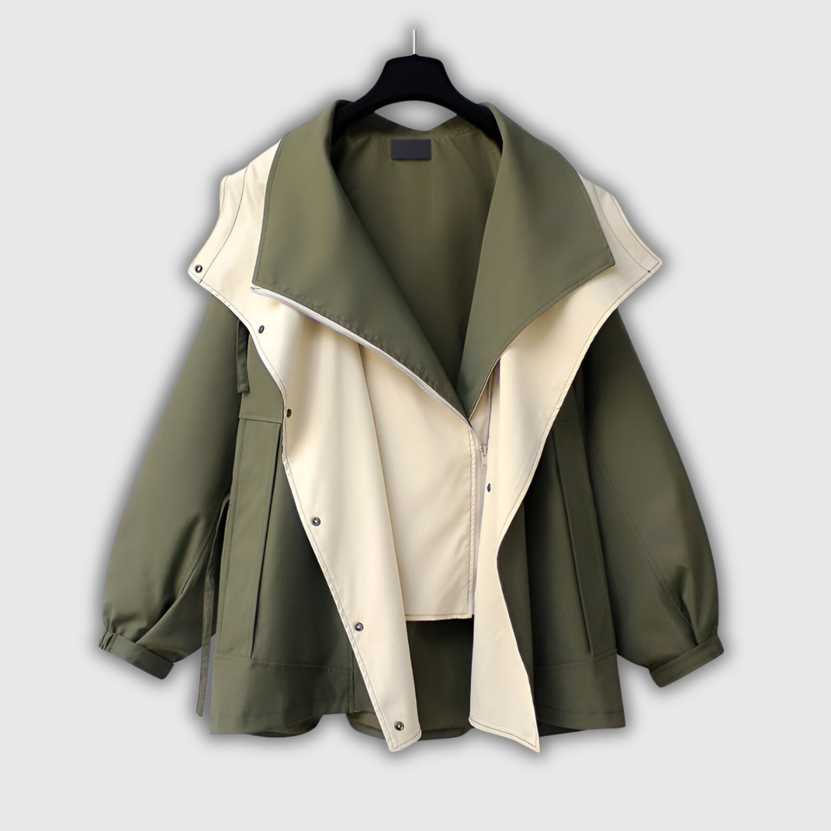 Two-Tone Windbreaker with Stand Collar in Green