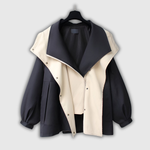 Two-Tone Windbreaker with Stand Collar in Black