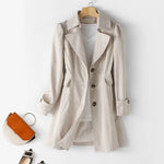 Women's Tailored Button-Front Trench Coat in Ivory